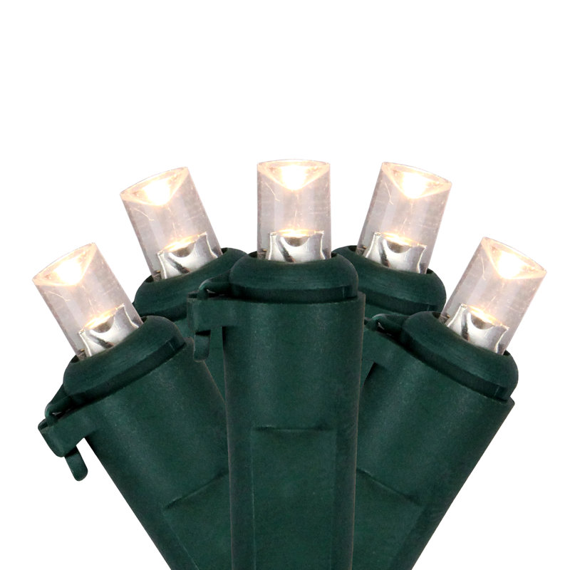 150 lumières de Noël blanches grand angle à DEL - fil vert 49,5 pi