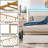 Omartin 45.4'' Bed Frame Twin Size with Armrests Headboard & RGB Light, Upholstered Twin Size Bed Platform with Drawers-605538713-662449979