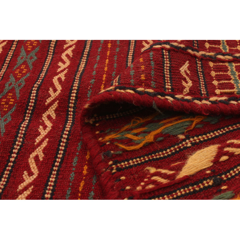 Tapis de couloir de tapis décoratif laine de noué à la main new age kashkoli rouge foncé/jaune 2 pi 7 po x 6 pi 8 po new age kashkoli