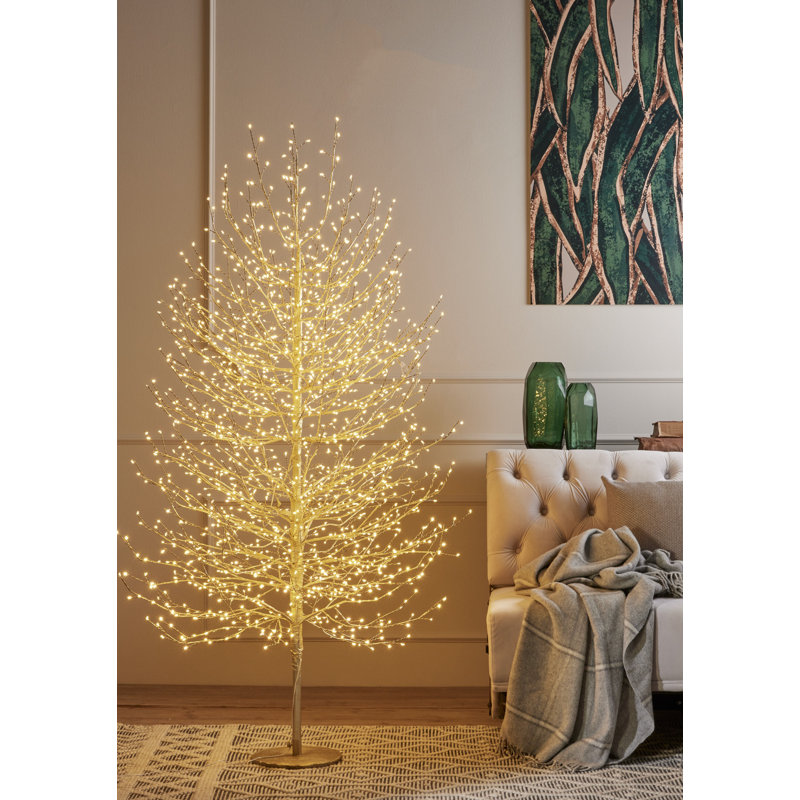 Bouleau avec lumières DEL blanc chaud, Blanc, H 70,86 po x L 20,8 po x P 20,8 po