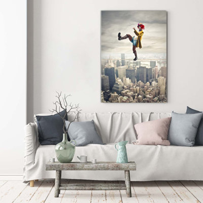 Clown On A Rope - Wrapped Canvas Print
