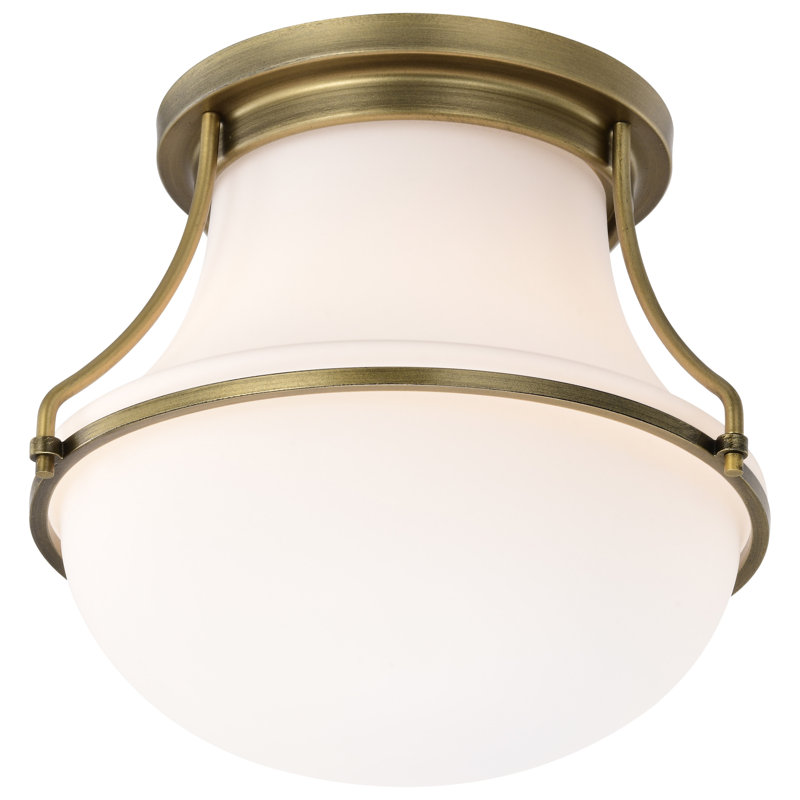 Plafonnier encastré en verre Bashaw, Laiton naturel, H 9 po x l 10,38 po x P 10,38 po