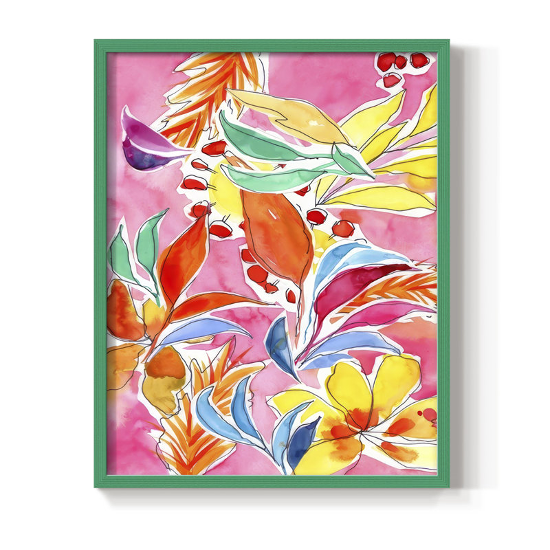 Manic Botanical II, reproduction encadrée - bois massif, Vert, H 11 po x l 9 po