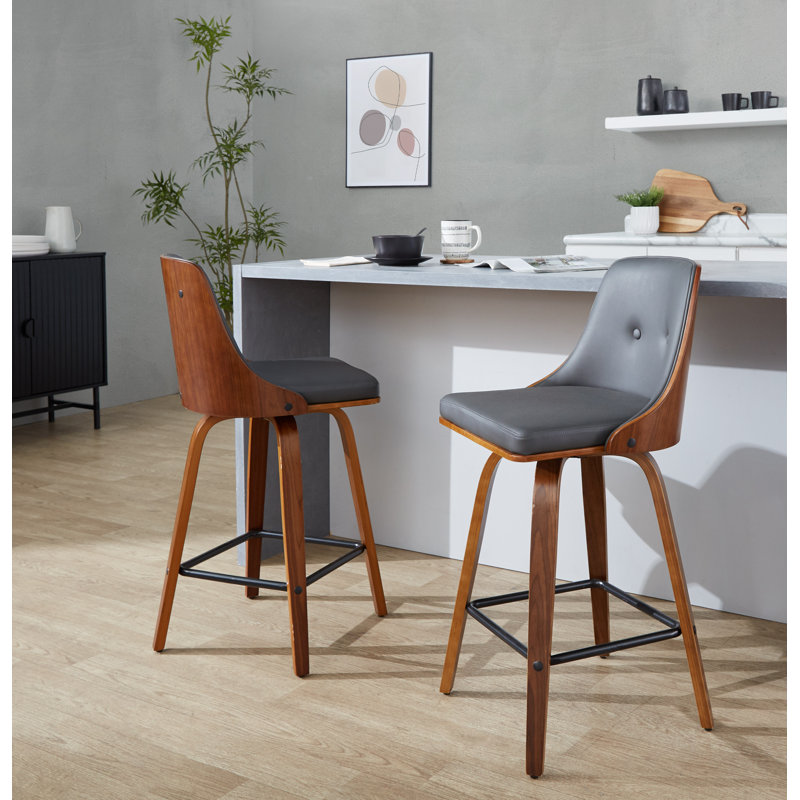 Swivel 26" Counter Stool (Set of 2), Gray