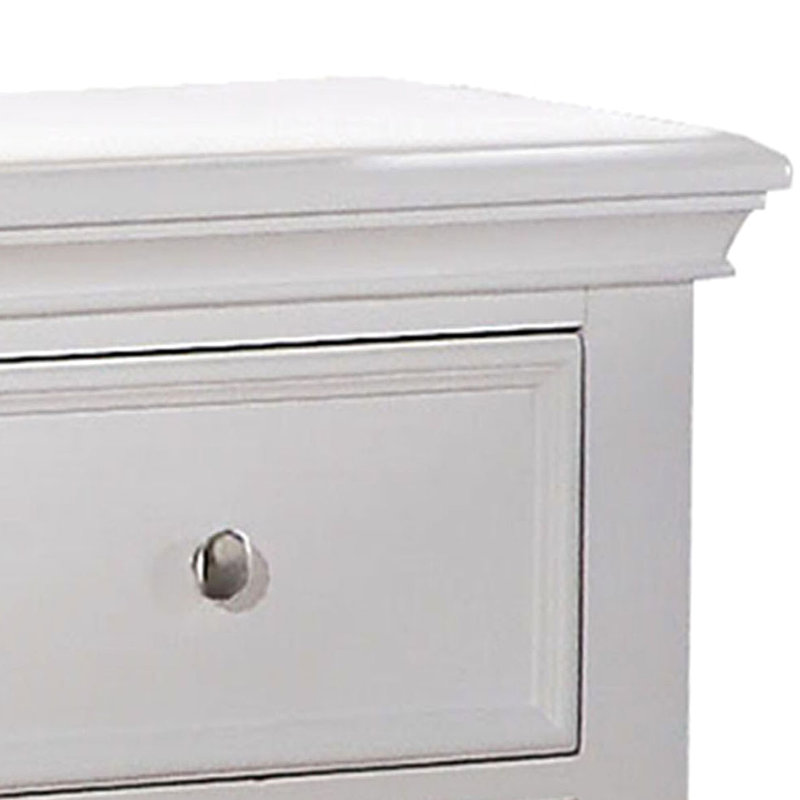 Table de chevet blanche pour chambre à coucher avec tiroir et tablette inférieure