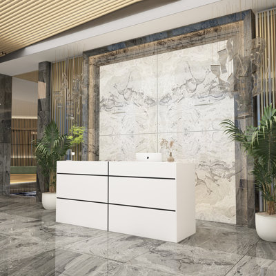 Benniefield Rectangle Solid + Manufactured Wood Reception Desk