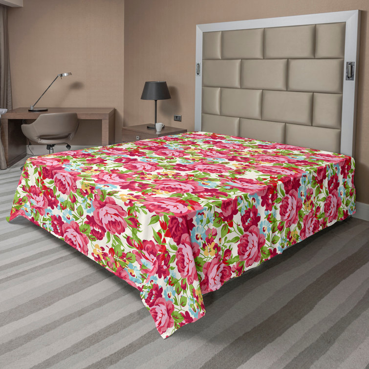 Ambesonne Floral Flat Sheet Peonies Spring Botanical Art
