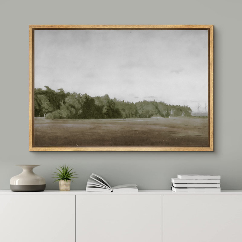 «Brown Meadow With Green Forest Landscape Wilderness Impressionism Traditional Scenic» sur toile, Naturel, H 24 po x l 36 po