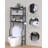 3-Tier Freestanding Over The Toilet Storage Shelf With Hooks And Paper Holder - Sturdy Metal Bathroom Organizer For Towels, Toiletries And More