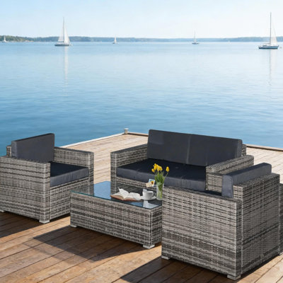 Ensemble modulaire d'extérieur en osier 4 pièces Conversation Furniture