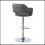 Contemporain, tabouret de bar moderne, pivotant, hauteur de bar, réglable, métal chromé, aspect cuir gris