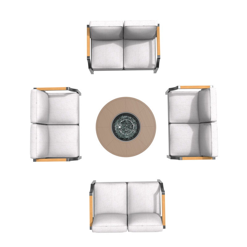 Kae 8 - Person Patio Conversation Set with Cushions, Black
