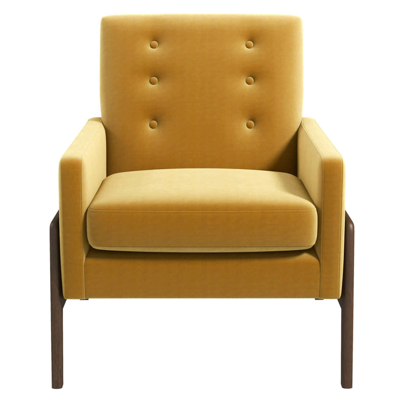 Méridienne Cole, Dark Yellow Cushion/Walnut Frame