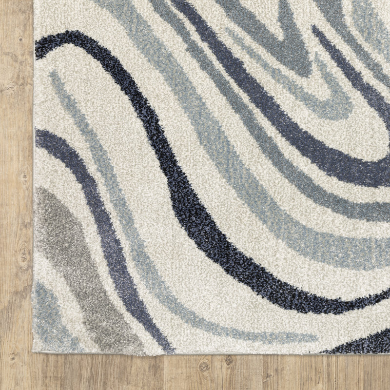 Tapis bleu / gris Genesis, Tapis de couloir 2 pi 3 po x 7 pi