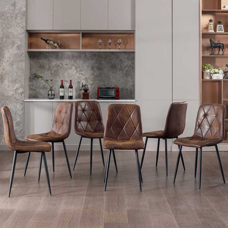 Abishanth Upholstered Dining Chair, 6, Brown