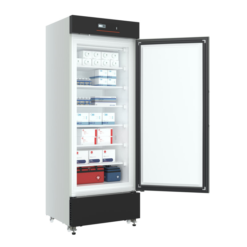 Congélateur médical vertical de 27 po à 25 ° C pour pharmacie / laboratoire avec congélation dynamique, affichage à DEL, alarmes d'urgence à plusieurs niveaux et contrôle précis de la température, 10,8 pieds cubes Pi. en acier inoxydable (km-phf
