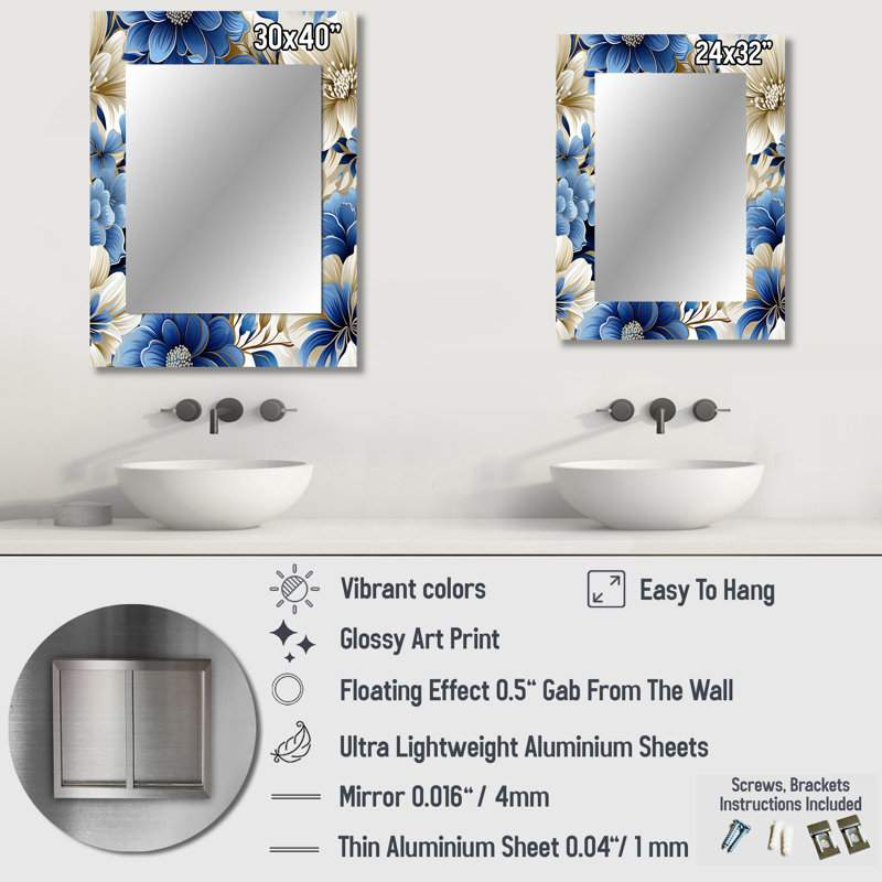 Harmonie de fleurs bleues et blanches de Stillmann, 32 po x 24 po