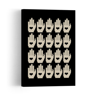 Hearts In Hands Vintage Abstract Wall Art Print 1 Piece Wrapped Canvas Wall Art