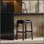 31 po H Tabouret de bar en bois à hauteur de bar avec siège en similicuir noir, 1 pièce-1826524424
