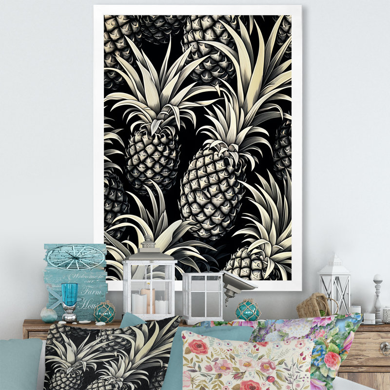 Doux ananas juteux délice III sur toile, Cadre photo blanc, H 40 po x l 30 po x P 1,5 po