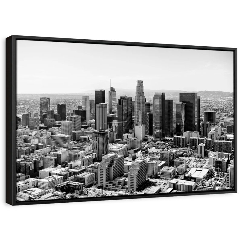 «Black California LA Downtown Wall Art», H 9 po x l 13 po
