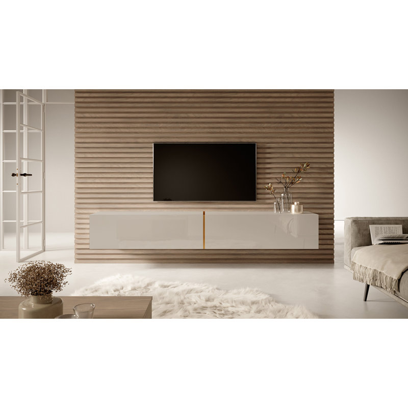 Melicent Unfinished Floating TV Stand for TVs up to 75", Grey/Gold
