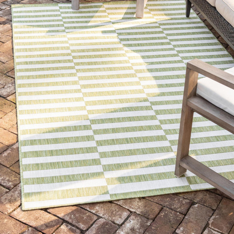 Altimari Striped Green/Ivory Indoor Area Rug, Rectangle 7'10" x 10'