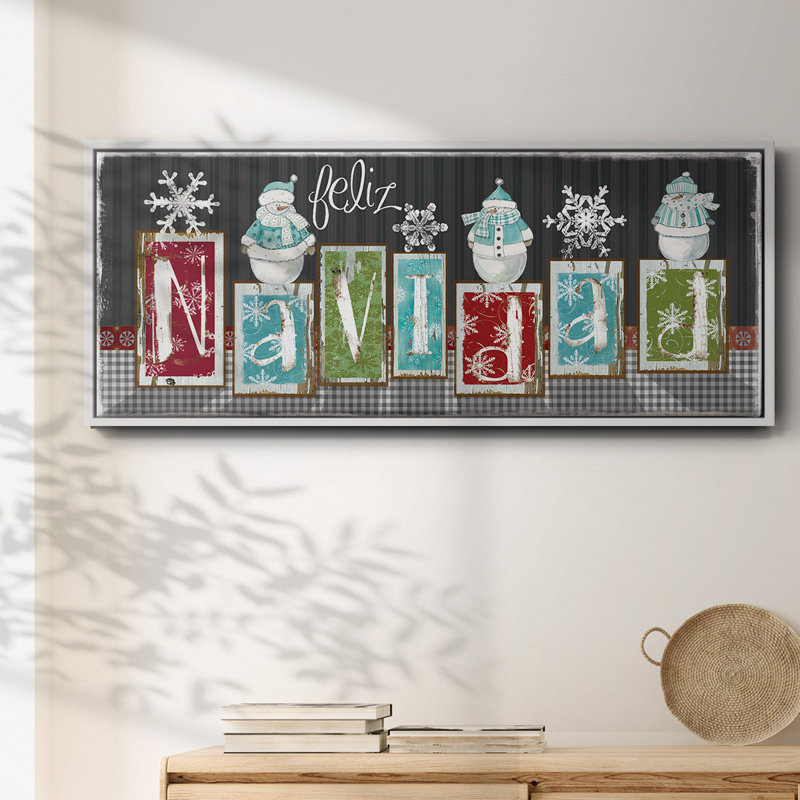 Navidad Blocks- Framed Canvas, 8" H x 20" W