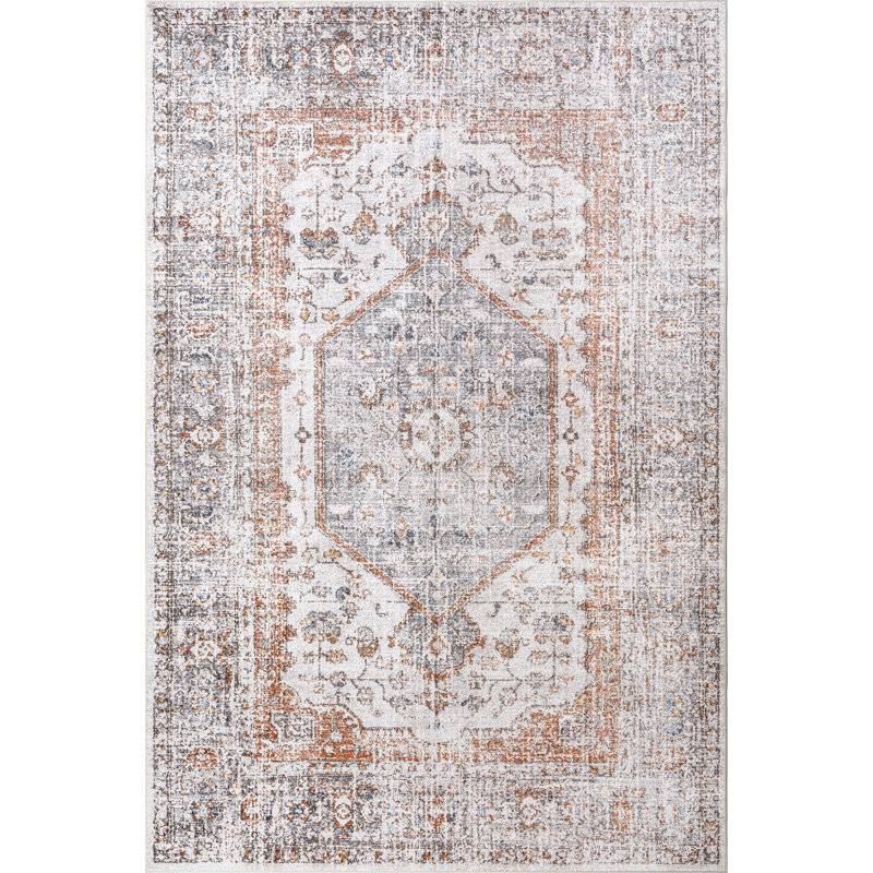 Bungalow Rose Iana Medallion SplashGuard Machine Washable Area Rug, Rectangle 2' x 3'