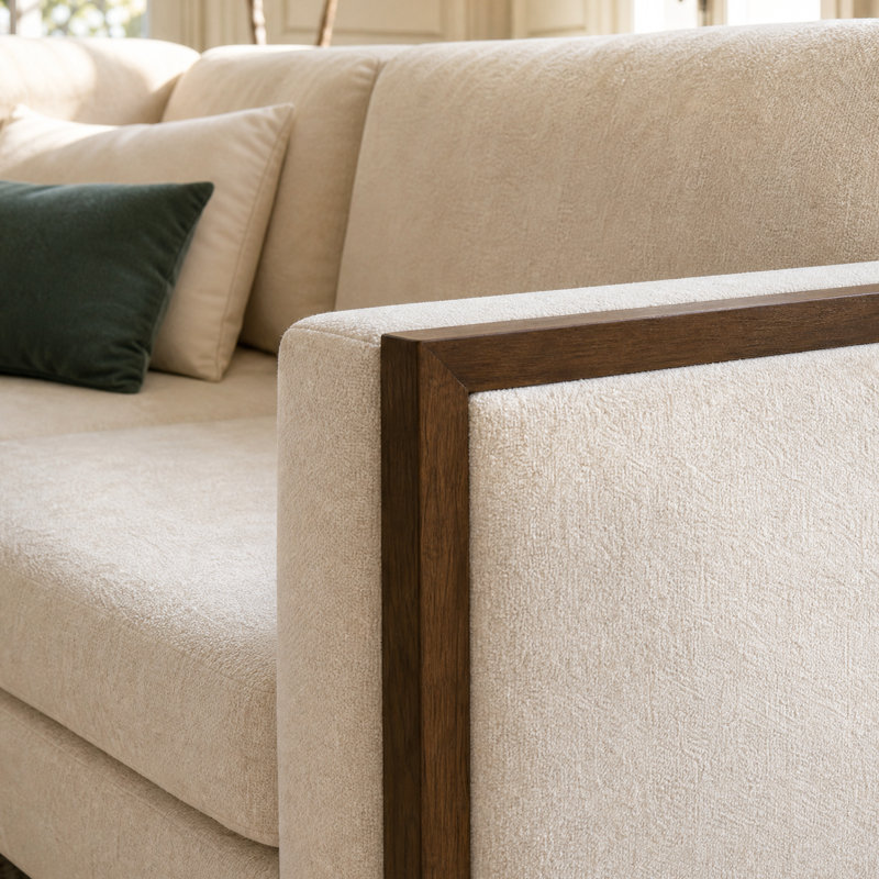 Arlowe 104'' Solid Wood L-Shaped Sectional Sofa with Plush Cushions