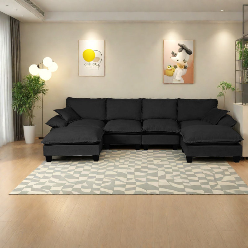 Siège modulaire en forme de U, canapé modulaire en chenille pour la maison