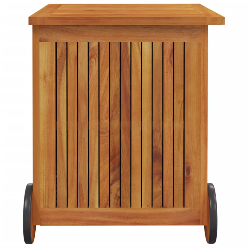 Dakota Fields Ariam 60cm W Water Resistant Acacia Solid Wood Deck Box with Wheels in Brown