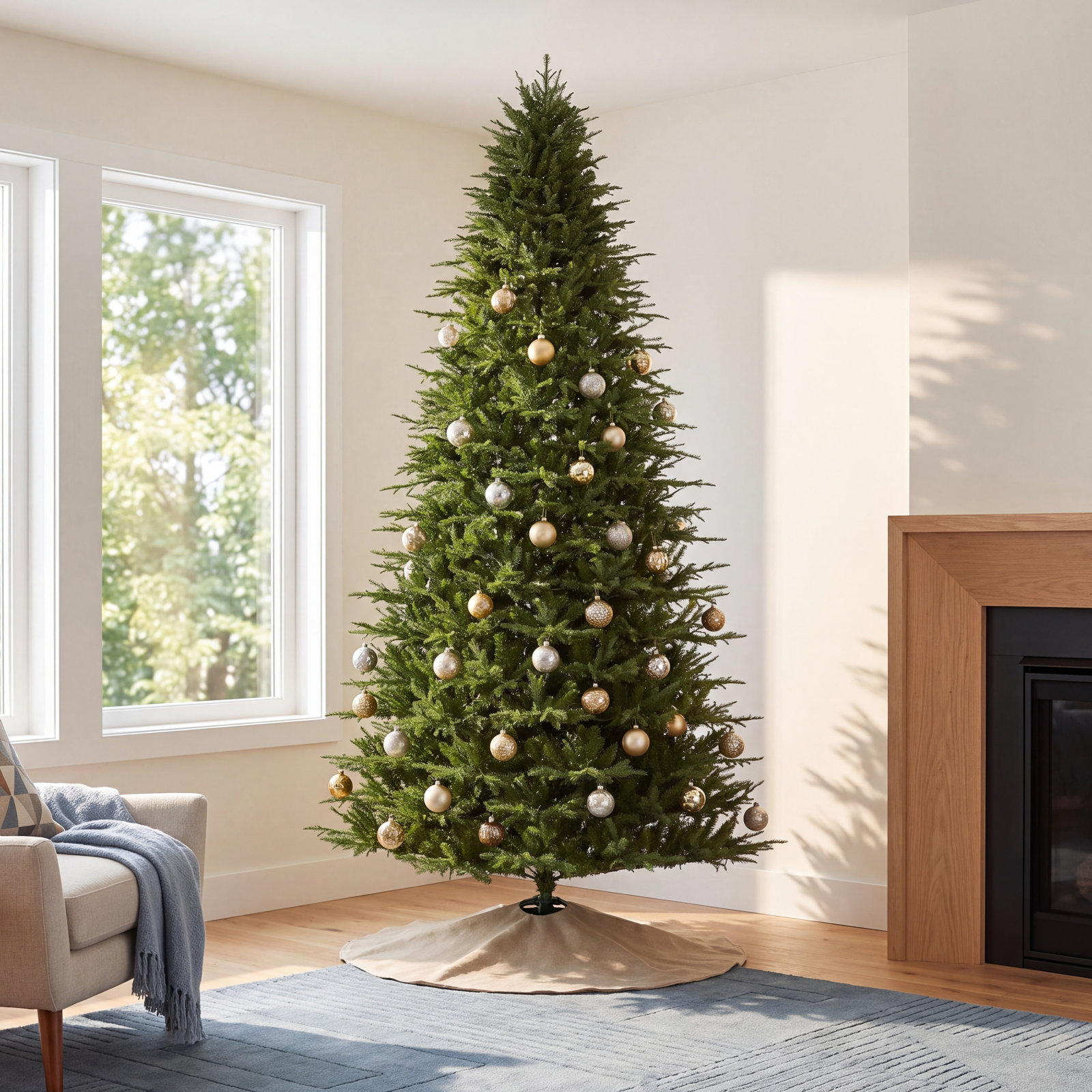 Leilonie Flocked Pre-Lit Fir Christmas Tree, 11' H