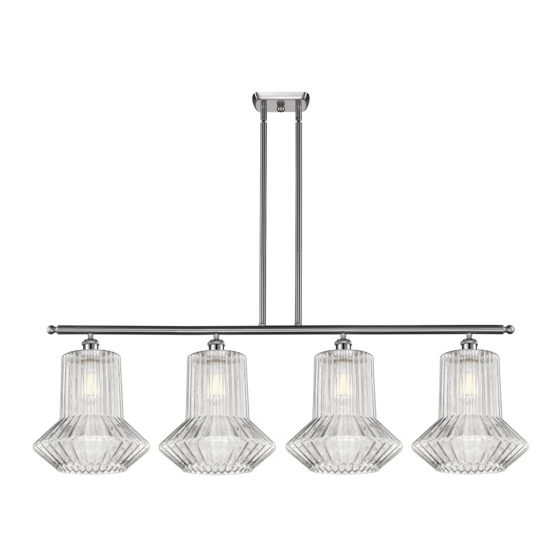Perri 4 - Light Kitchen Island Pendant, 6 Watt Vinage LED Bulb, Brushed Satin Nickel