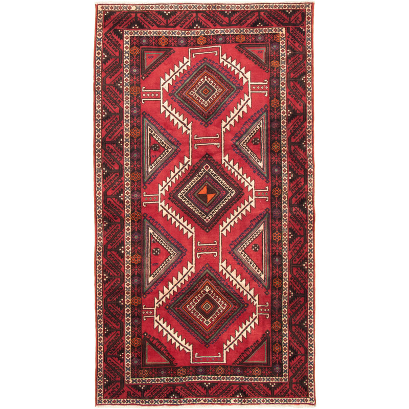 Tapis unique en laine noué à la main Anatolia des années 1980 de 5 pi 3 po x 9 pi 6 po rouge