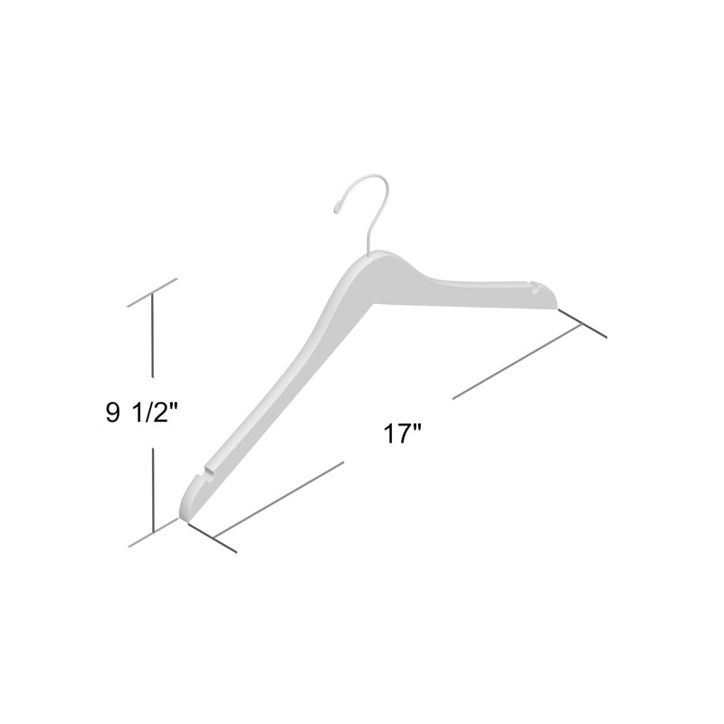 Wood Standard Hanger for Dress/Shirt/Sweater, Natural/Chrome, 100