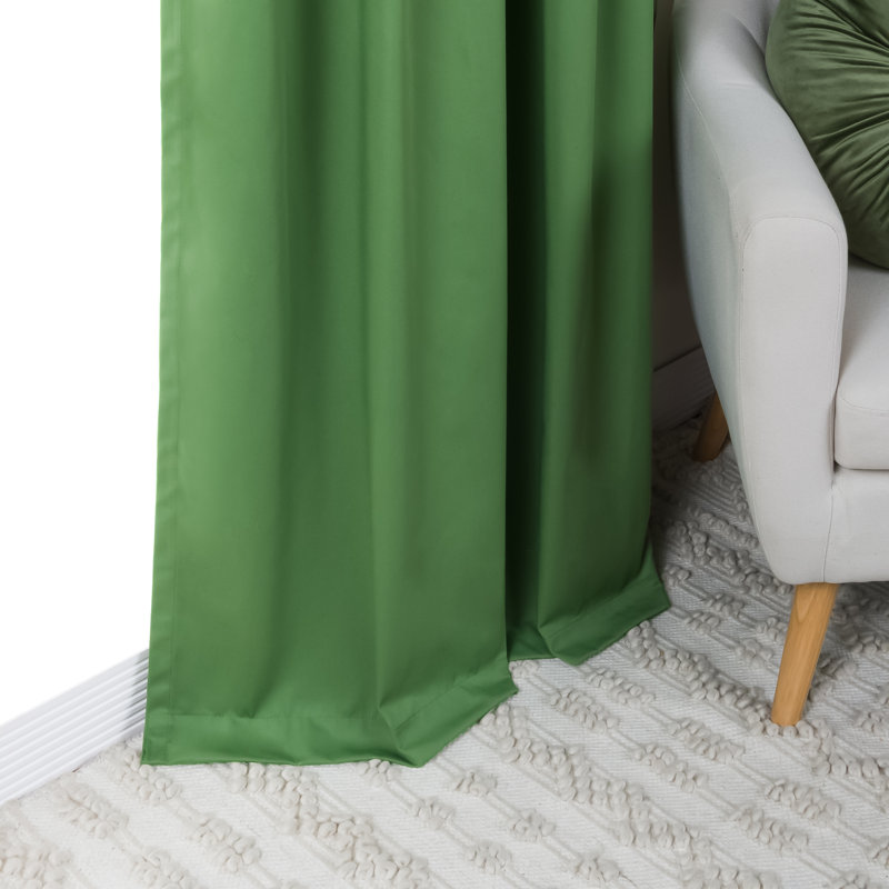 Rideau en mélange de coton Desma, L 52 po x L 84 po, Vert