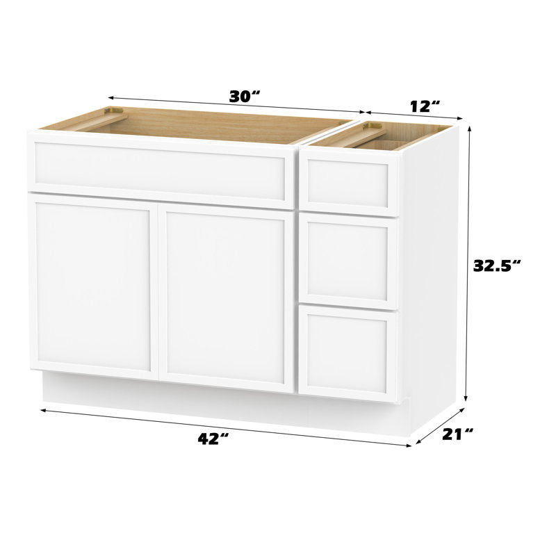 Base de meuble-lavabo simple 42 po seulement, Blanc