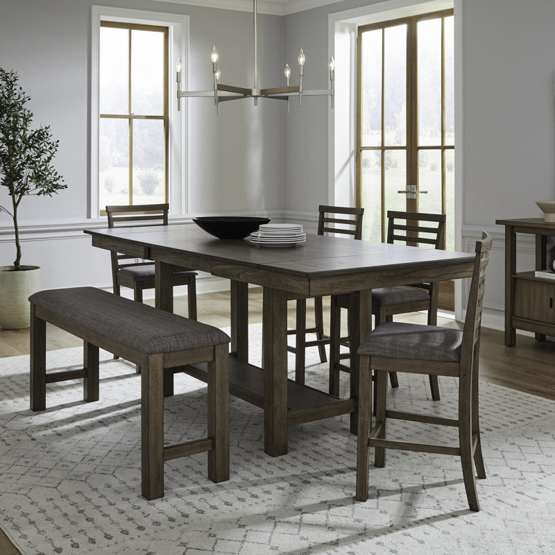  Ensemble de table à tréteaux avec chaises rembourrées et banc 6 pièces Luz, Brun / brun
