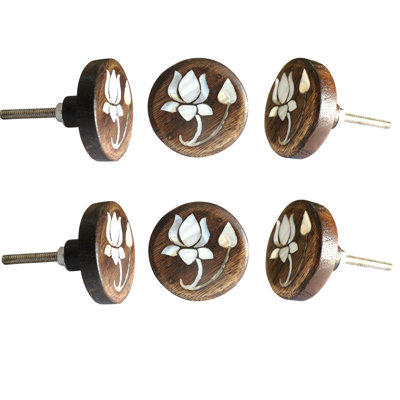 Botanical Flower Lotus 1.7" Round knob Multipack