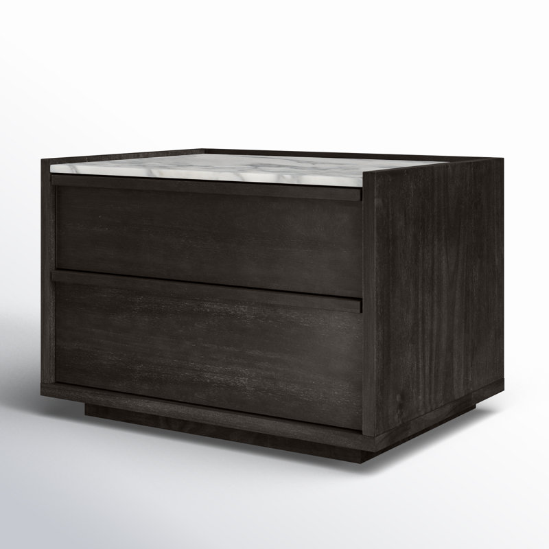 2 - Drawer Nightstand in Dark Grey, Light Gray/Dark Brown