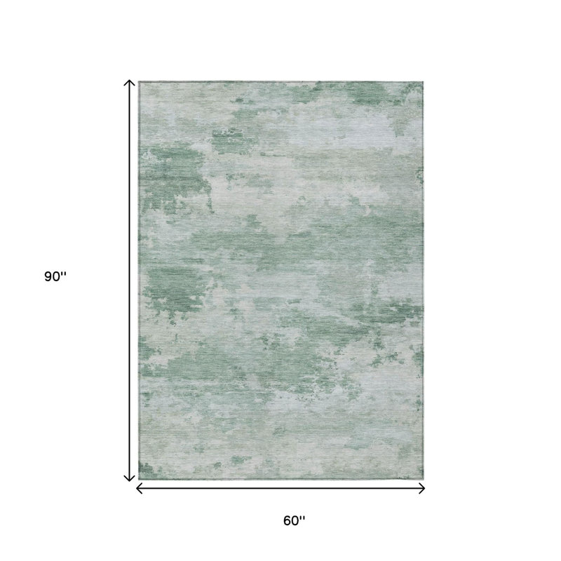 Tapis extérieur lavable abstrait vert menthe et pâle 5 pi x 8 pi