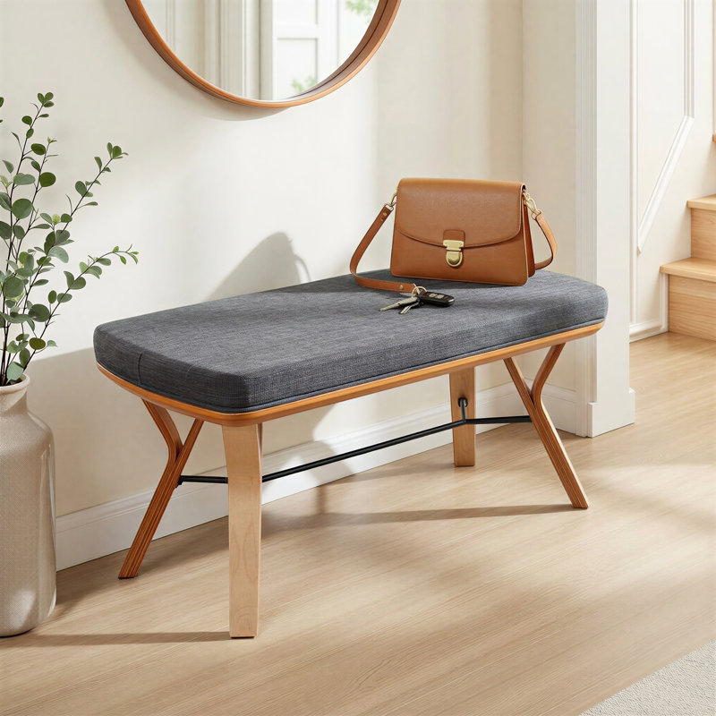 Banc rembourré Fayette, Gris anthracite / brun, Natural