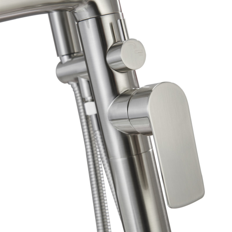 Topcraft Freestanding Bathtub Faucet with Handheld Showerhead, Brushed Nickel