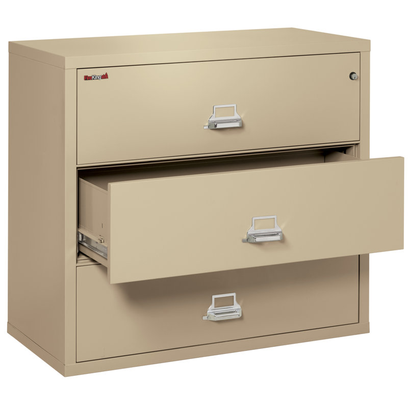 3 - Drawer File Cabinet, Parchment, Key Lock