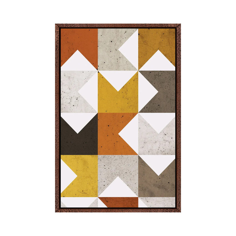Modern Geometric XXI - Print on Canvas, 101.6 cm H x 66.04 cm W, Brown Framed