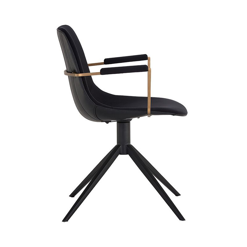 Cassius Upholstered Arm Chair, Black Faux Leather