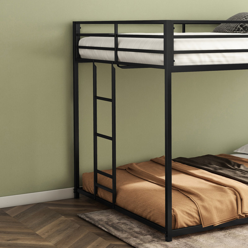 Lit superposé double en métal pour chambre à coucher, capacité de poids élevée, conception, échangeable, sans sommier, installation simple, lit double carré classique, zones résidentielles convenables, caractéristiques,