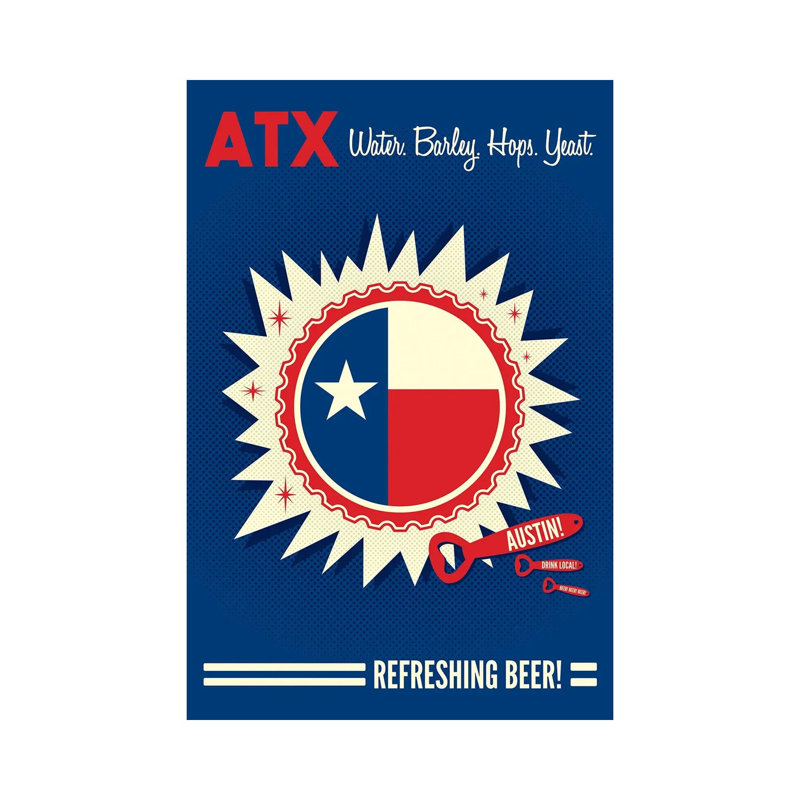 Austin: Refreshing Beer by Benton Park Prints - Wrapped Canvas Print, 20.32 cm H x 30.48 cm W