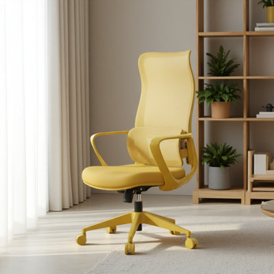 Chaise de bureau ergonomique colorée à dossier haut en filet respirant de 300 lb (environ 149,7 kg) avec support lombaire réglable